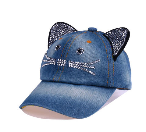 Spring And Summer Denim Baseball Cute Cat Ears Baseball Sunscreen Visor Baby Cat Hat - Image 3