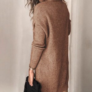 Solid color two-match hollow pullover sweater dress