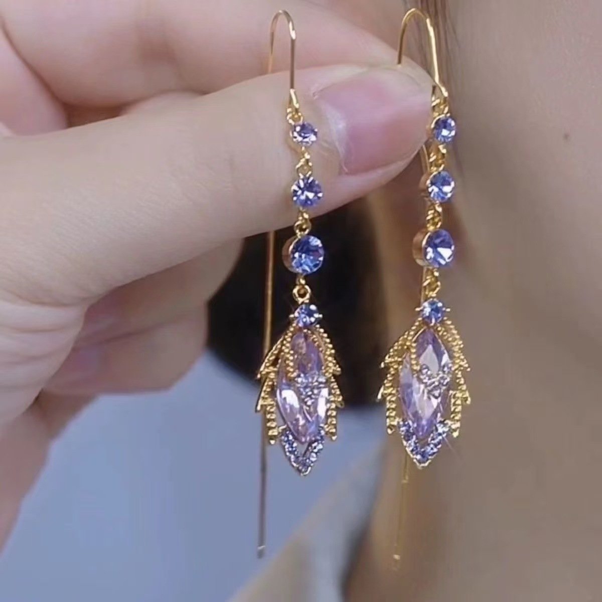 Light Luxury Green Zircon Ball Drop Earrings, Elegant Huggie Hoop Ear Cuffs, Delicate Sparkling Design - Image 5