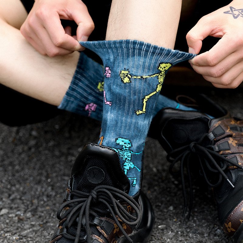 Trendy Tie-Dye Stockings Skull Skateboard Socks - Image 2