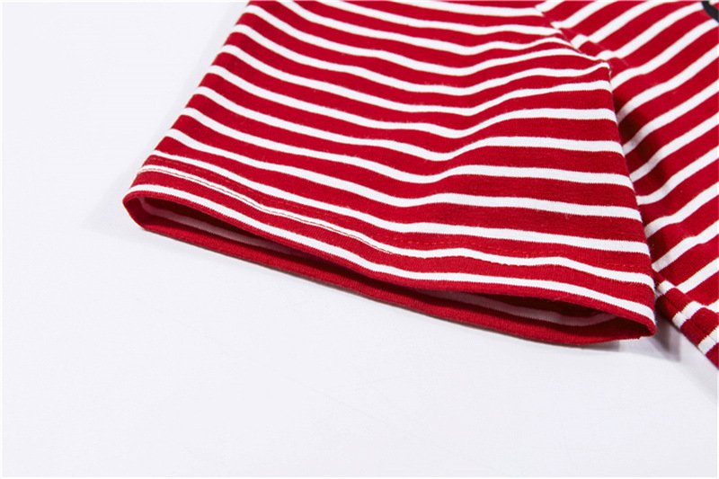 Round Neck Short Sleeve Contrast Print T-Shirt - Image 2