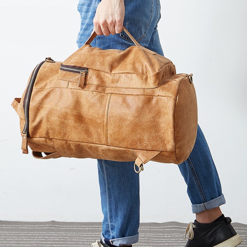 Leather men's bag large capacity luggage bag - Image 2