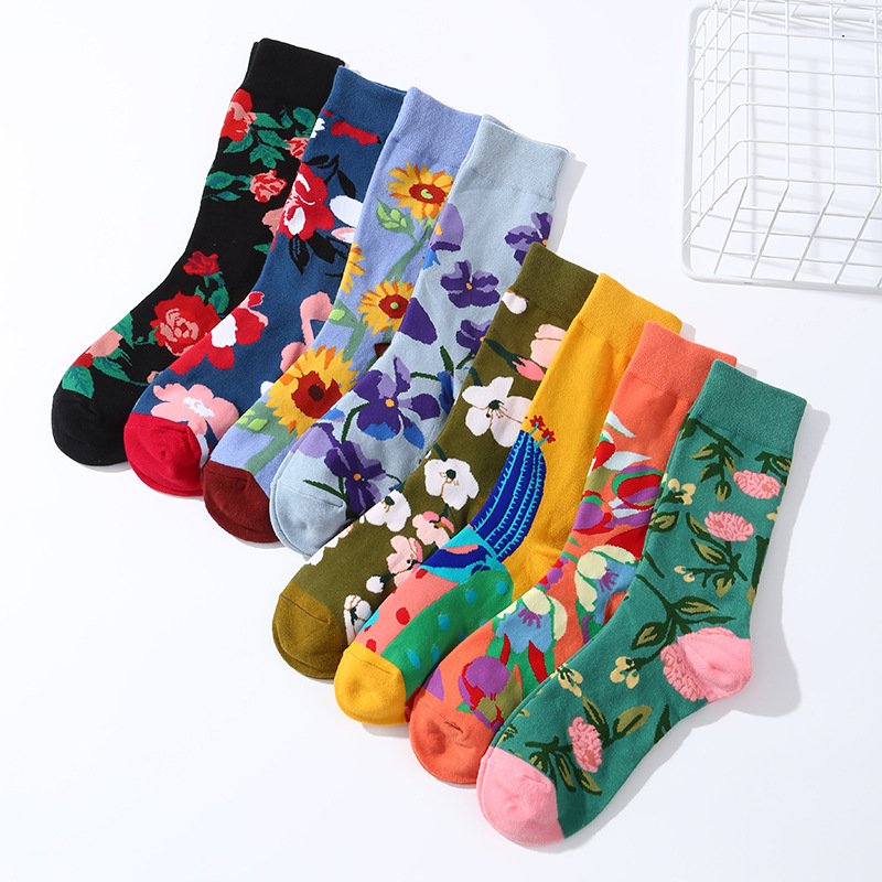 Autumn And Winter Flower Mid-calf Female Cotton Socks - Image 6