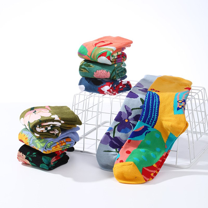 Autumn And Winter Flower Mid-calf Female Cotton Socks - Image 7