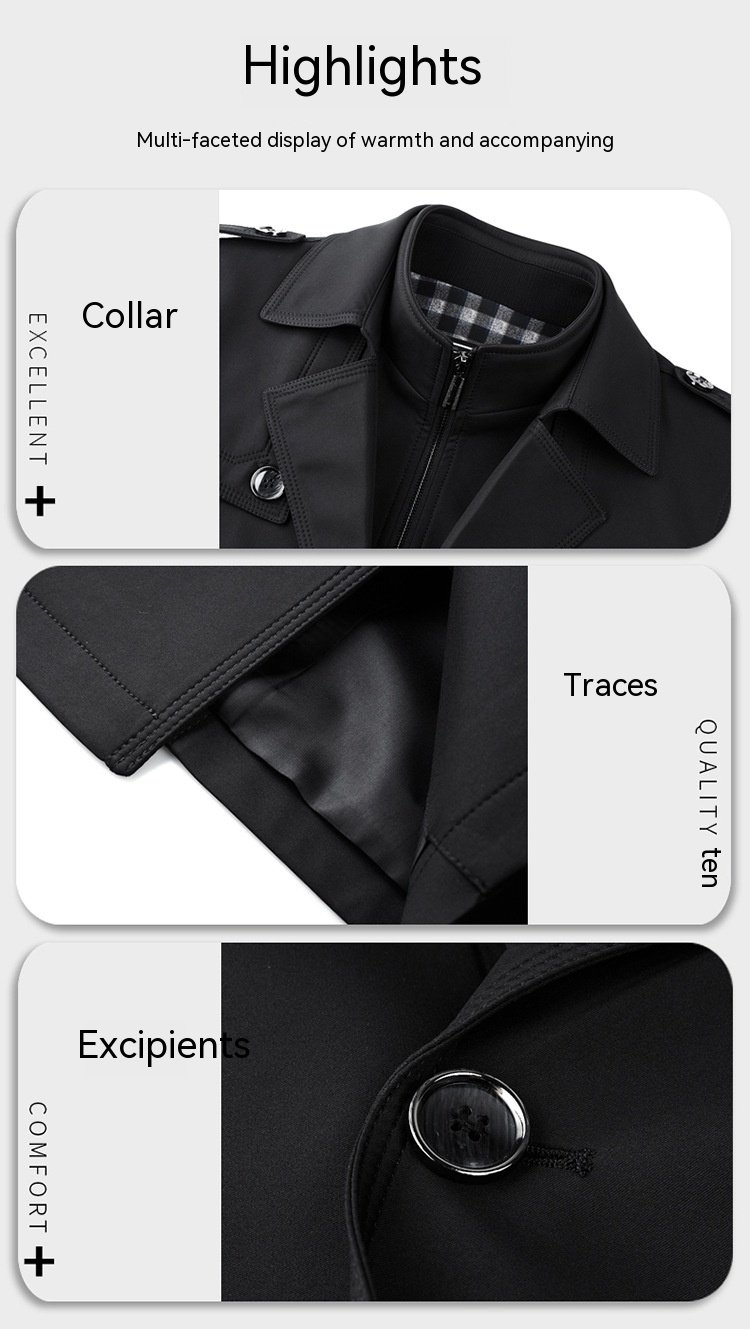 Men's Duster Mid-length Detachable Liner With Cotton Belt - Image 9