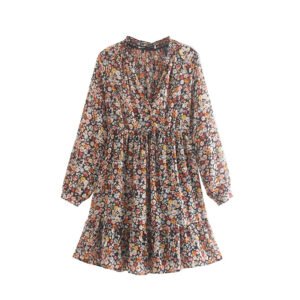 Stretch Waist Floral Print Dress