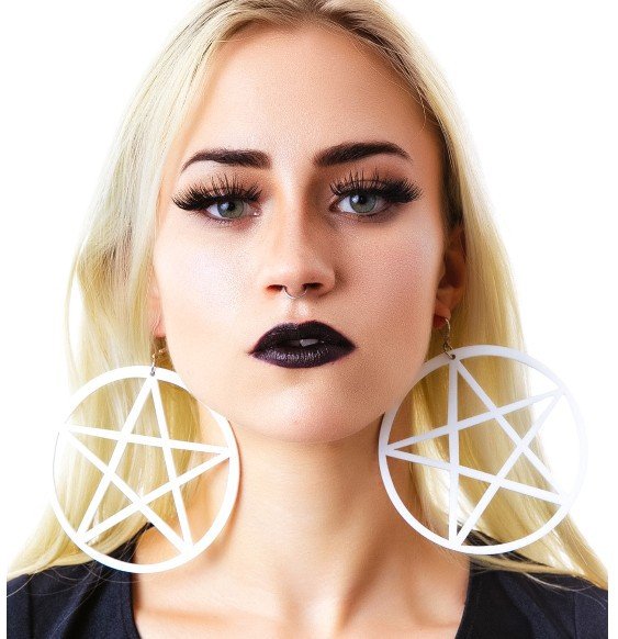 577E earrings acrylic nightclub style exaggerated super large European and American popular five-pointed star five-pointed star round jewelry factory - Image 2