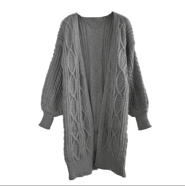 Winter Autumn Long Female Cardigans Latern Sleeve Casual Knitted Poncho Sweaters - Image 2