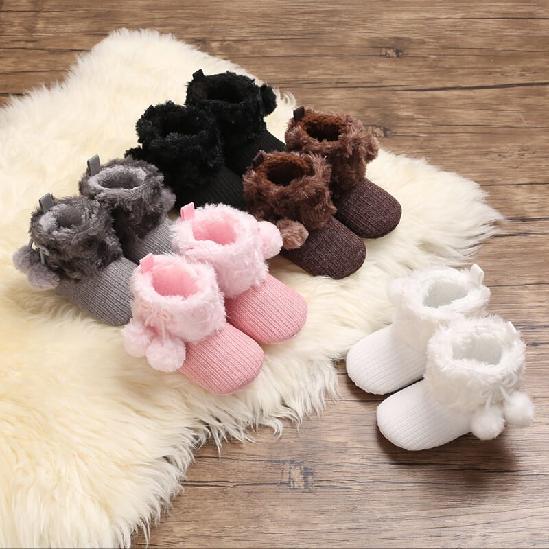 Cute princess wool ball cotton shoes