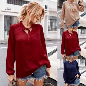 Long sleeve solid color casual top