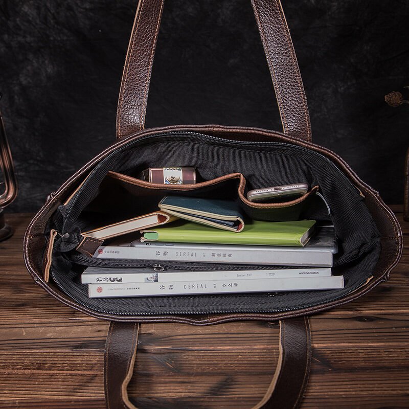 Cowhide fashion lychee handbag shoulder bag - Image 5