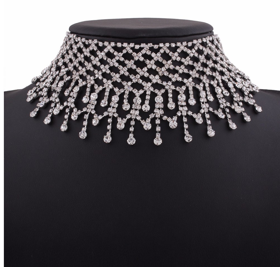 Women Rhinestone Fringed Necklace Chain - Image 3