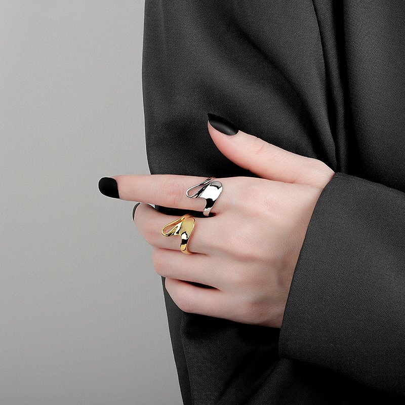 Gold-plated Ring Exaggerated Irregular Concave Wide Surface - Image 3