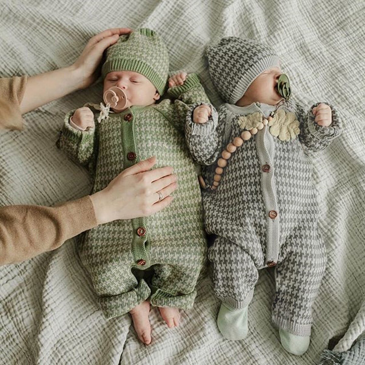 Knitted sweater cotton one-piece romper warm hat - Image 3