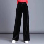 Gold velvet wide-leg pants