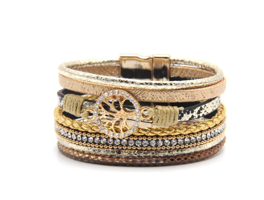 Explosion models Europe and America leather rope bracelets Hollow life tree ladies magnetic buckle jewelry - Image 5
