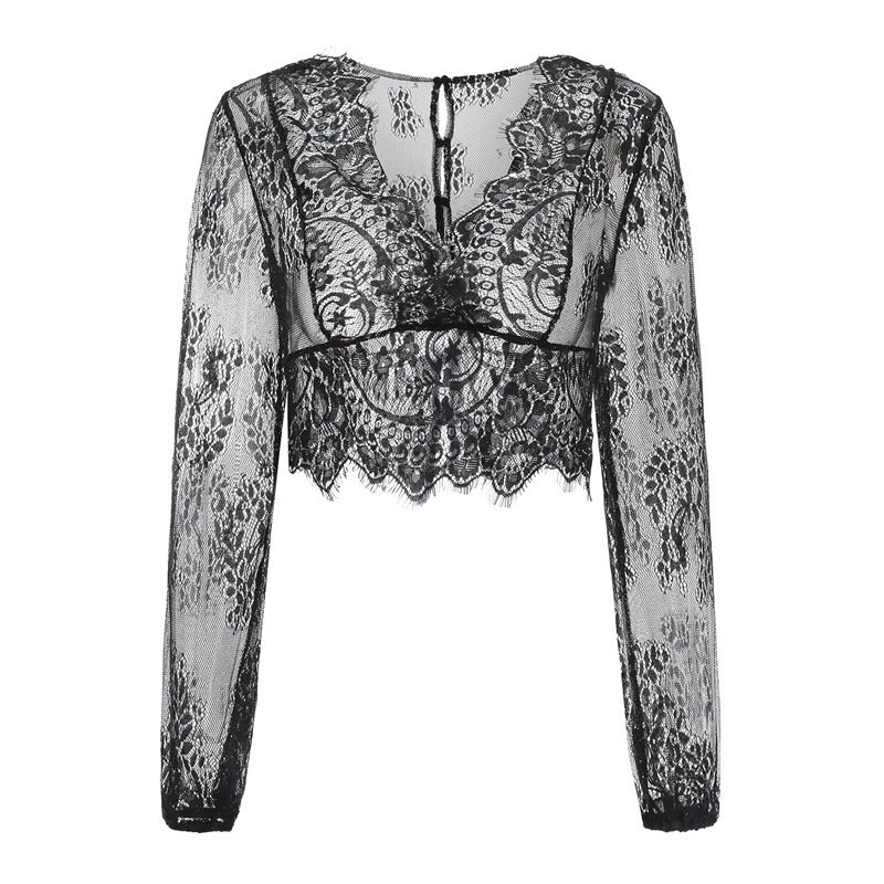 Fashion lace shirt see-through top - Image 5