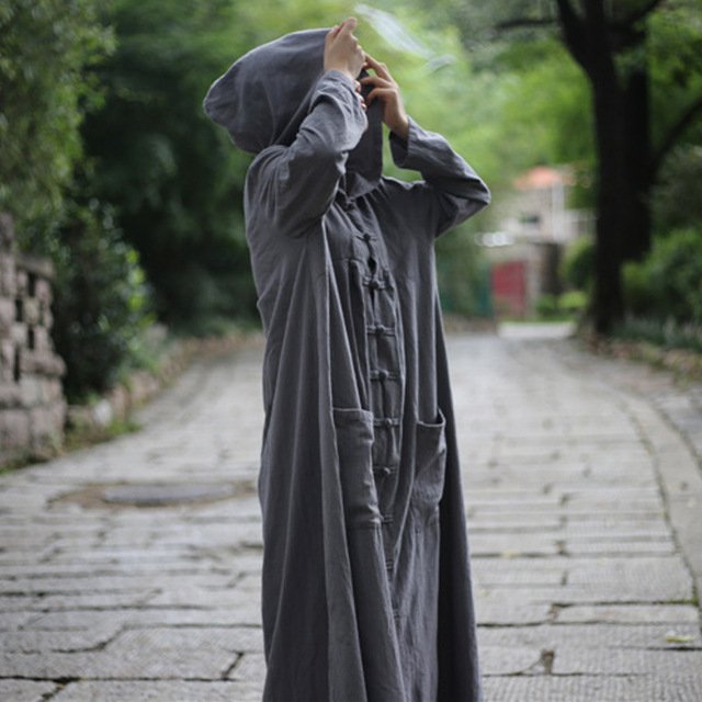 Cotton and linen long cloak windbreaker jacket ladies - Image 5
