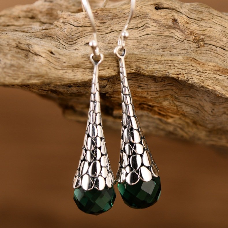 S925 Sterling Silver Drop Earrings With Retro Temperament - Image 4