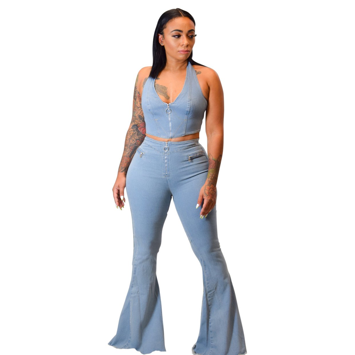 Frosted washed denim suit - Image 17
