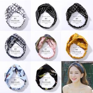 Fabric cross-knotted bow chiffon floral headband