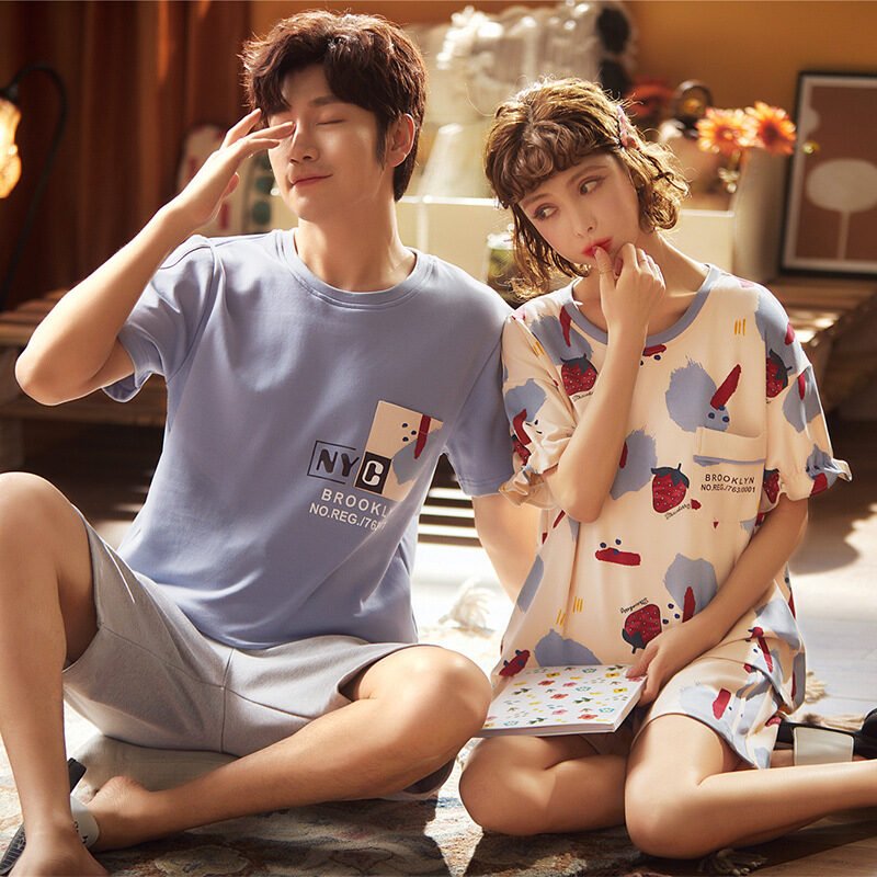 Couple Pajamas Short Sleeve Set - Image 3