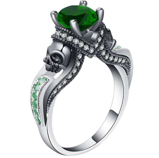 Hainon Women's Skull Ring European and American Punk style Motor Biker Men Party Ring Birthday stone skull men's jewelry Rings - Image 2