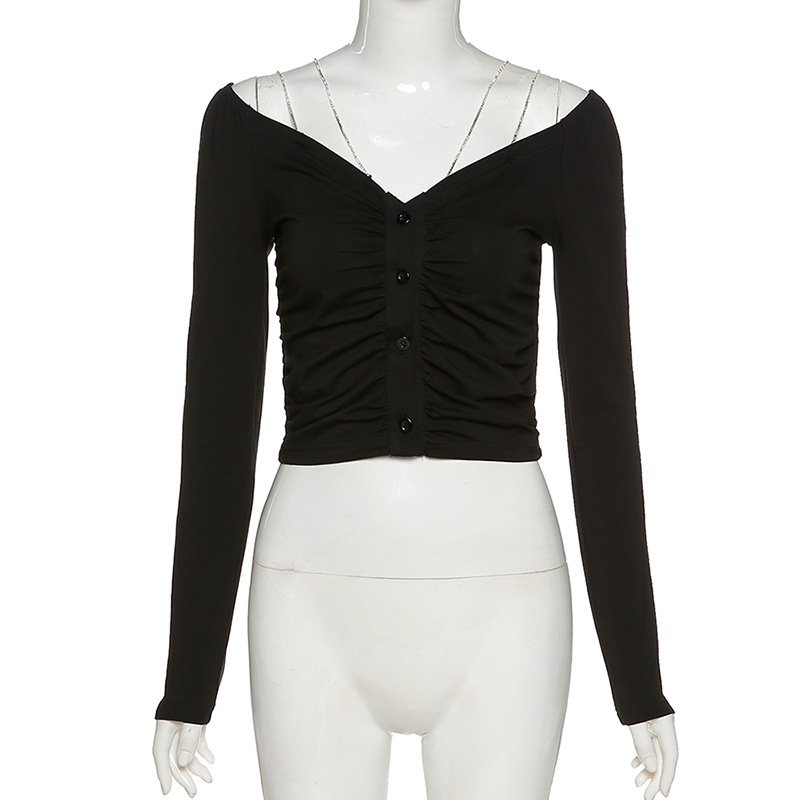 Women's Long-sleeved V-neck Single-breasted Cardigan - Image 3