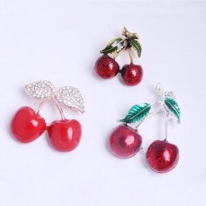 Plant cherry rhinestone drop oil flower corsage