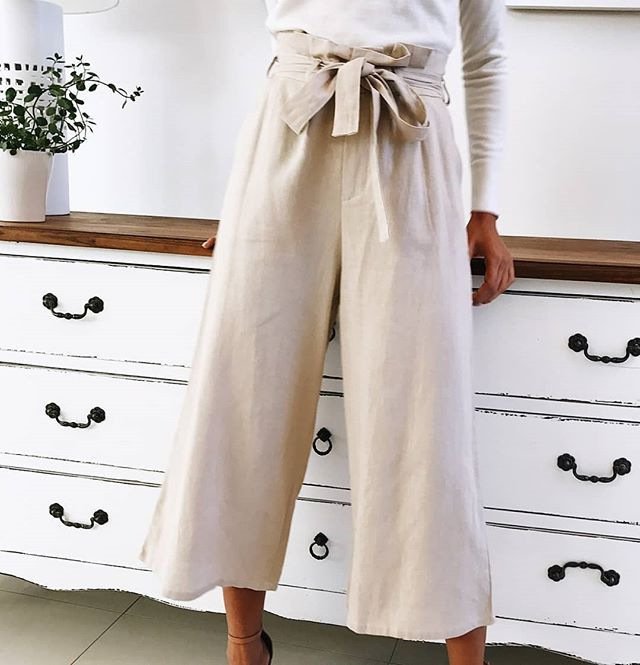 Casual wide-leg pants solid color lace wild - Image 2