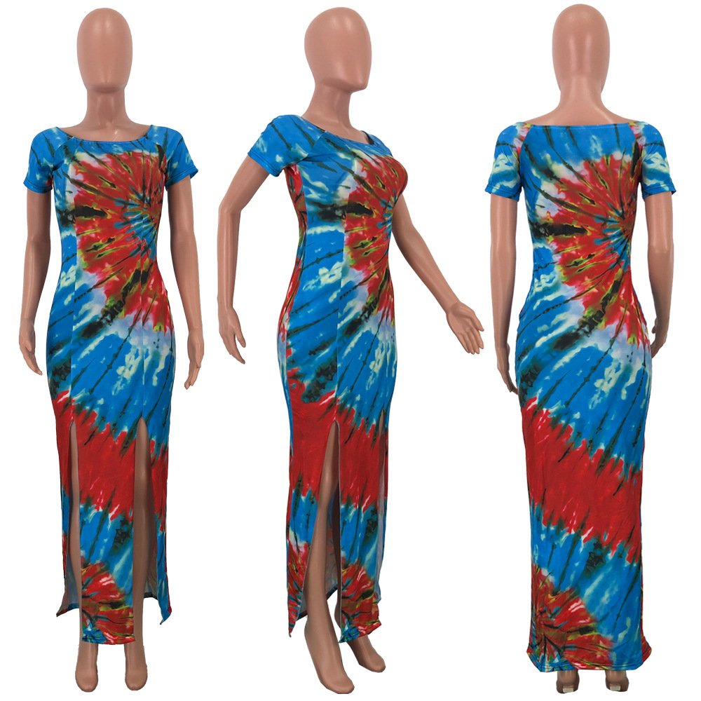 Tie-dye one-shoulder split dress - Image 2