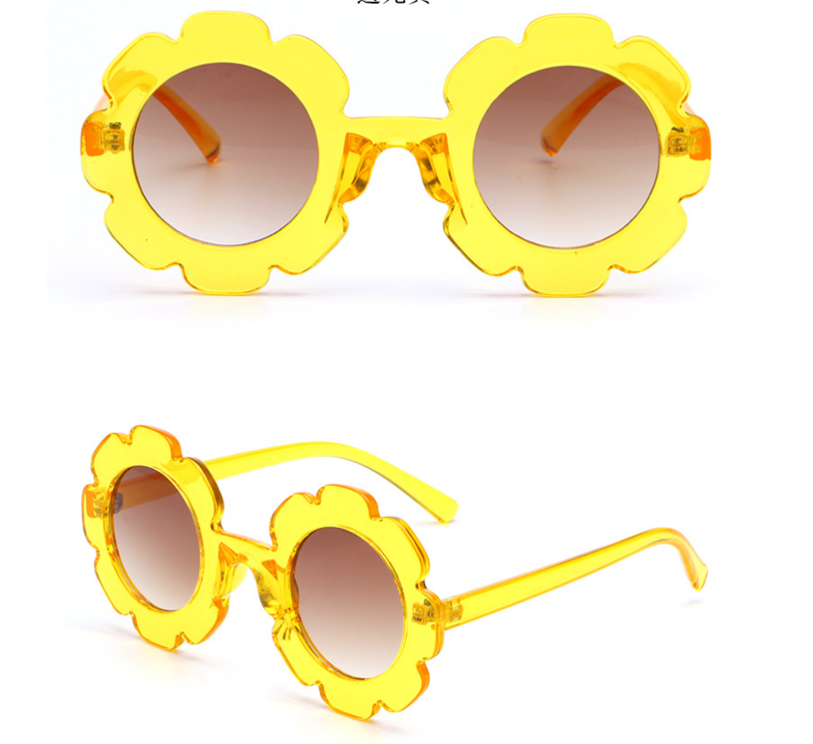 Round frame children's sunglasses personality small flowers girls sunglasses - Image 5