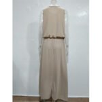 Round neck sleeveless split solid color dress