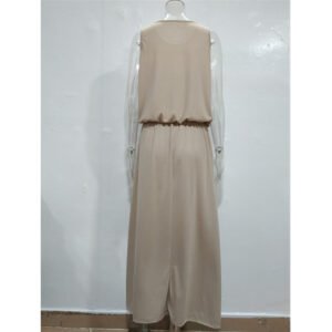 Round neck sleeveless split solid color dress