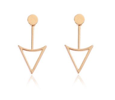 Glossy Geometric Hollow Triangle Metal Stud Earrings - Image 6