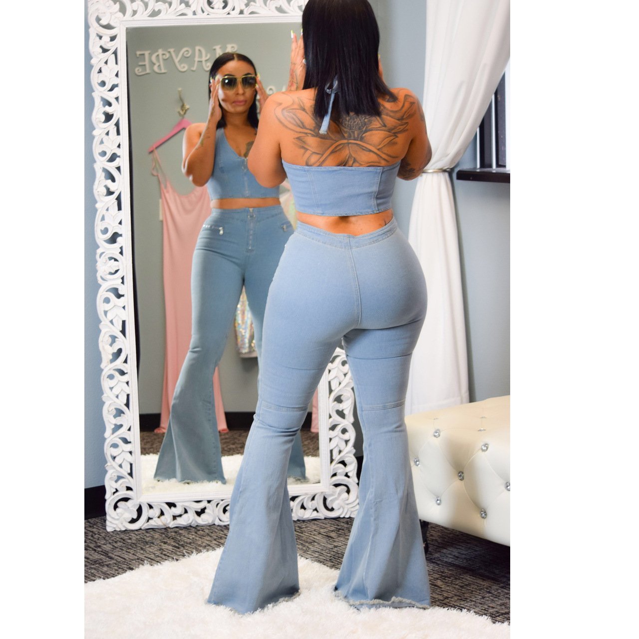 Frosted washed denim suit - Image 5