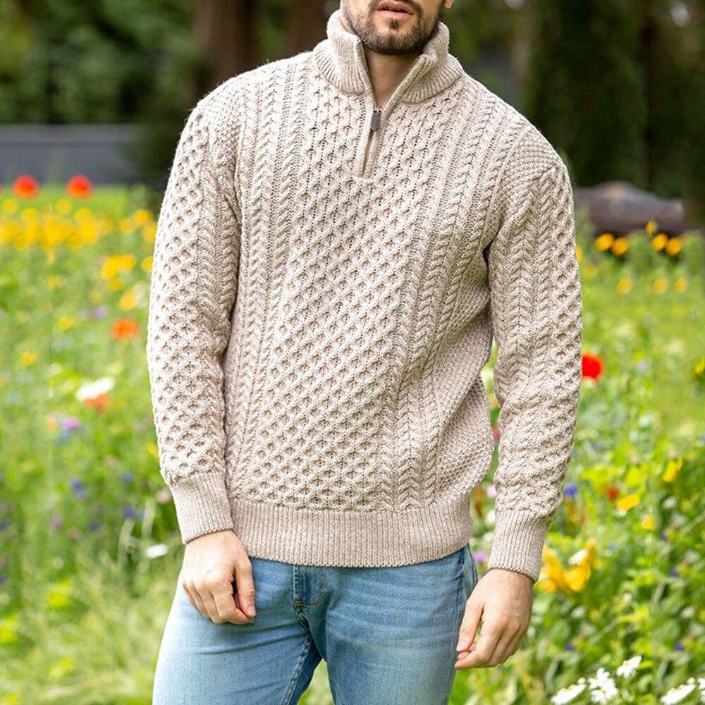 Men's Stand Collar Zip Jacket Sweater - Image 4
