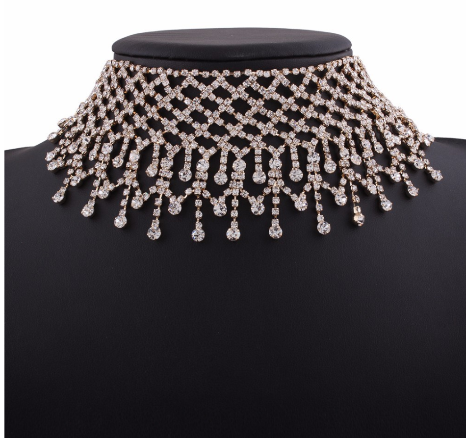 Women Rhinestone Fringed Necklace Chain - Image 4