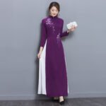 Chinese style women's temperament improved cheongsam long retro dress tea service