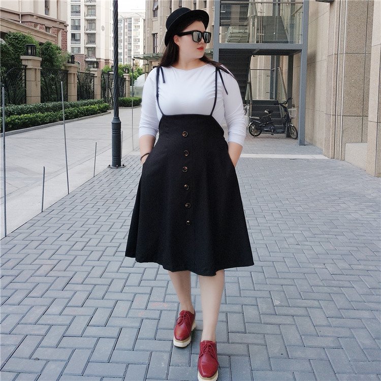 High waist suspender skirt button waist - Image 3