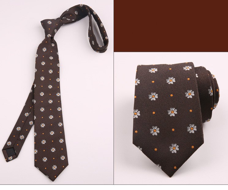 Men's Polyester Striped Flower Fashion Business Formal Tie - Image 5