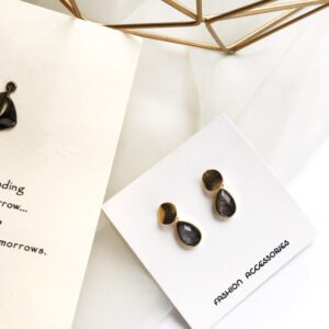 Simple temperament drop grey white earrings