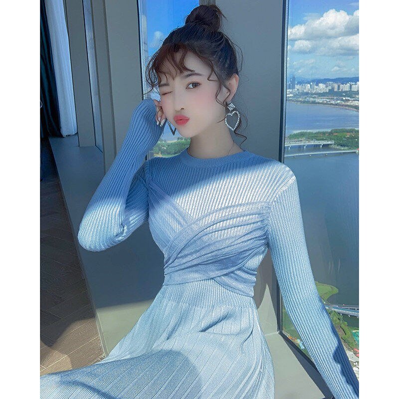 Niche slim slimming knee-length sweater skirt - Image 2