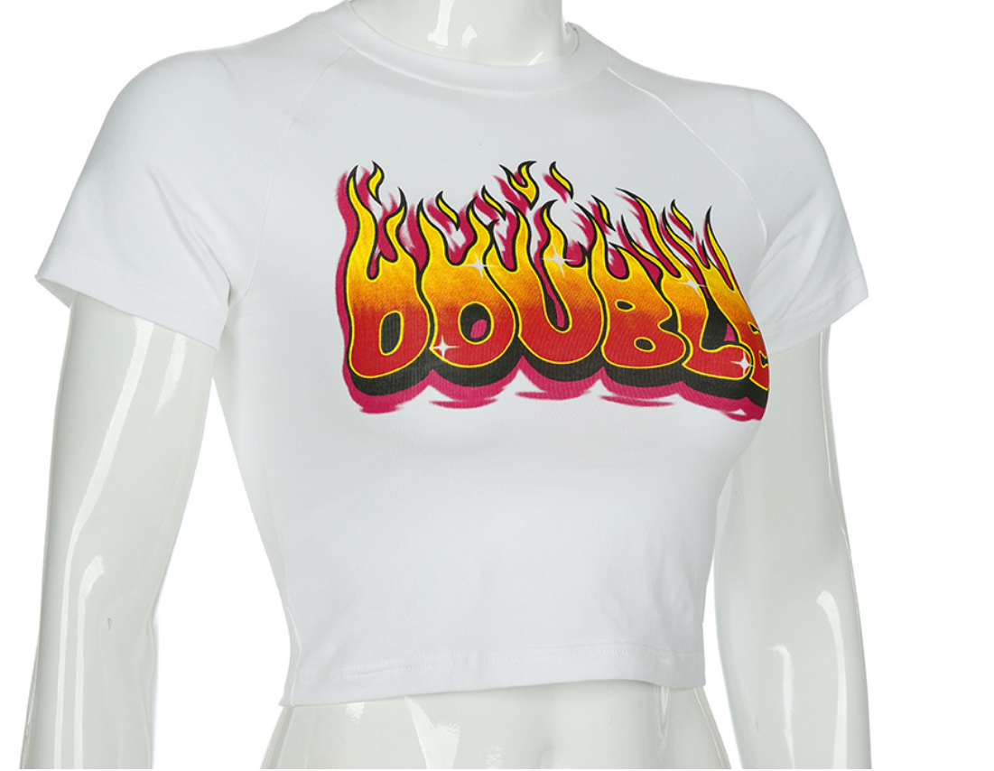 T-shirt flame letter print - Image 4