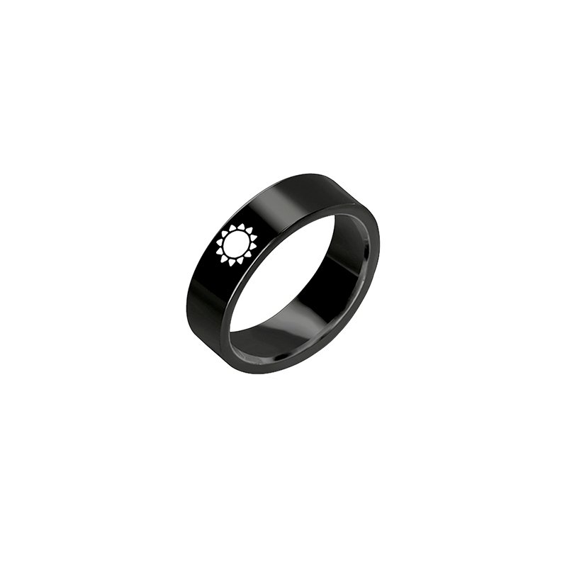 Simple Sun Moon Stainless Steel Ring Black Silver Romantic Couple Ring - Image 4
