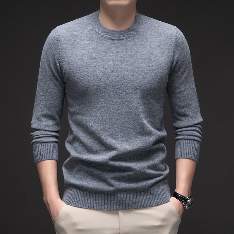 Solid Color Men's Round Neck Long Sleeve Autumn And Winter Leisure Sweater - Image 13