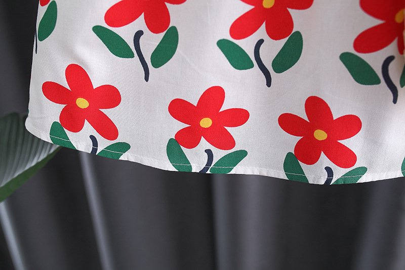 Summer New Style Full Of Small Flowers Cotton Dress Girls Korean Style Dress Get Bow Bamboo Basket Bag - Image 11