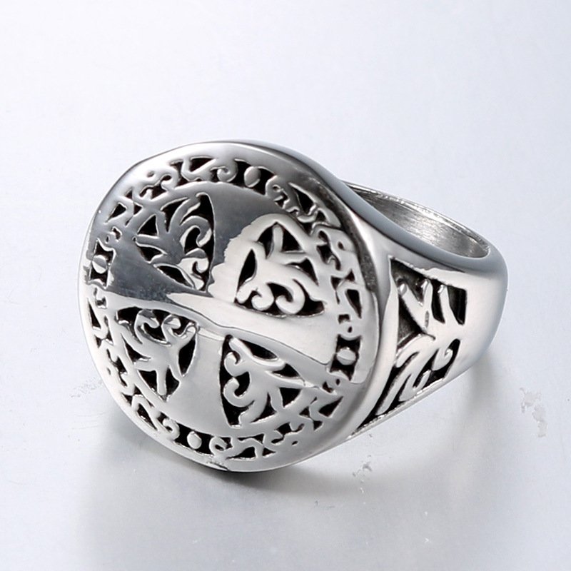 Vintage Punk Men's Creative Stainless Steel Cross Ring - Image 3