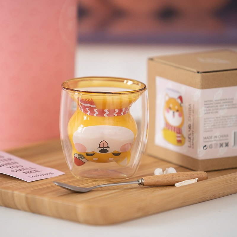 Shiba Inu creative double glass heat-resistant water cup - Image 2