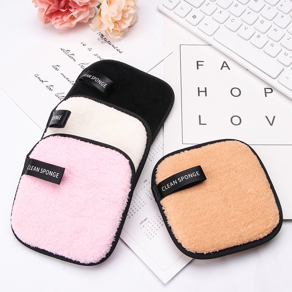 Lazy Makeup Remover Powder Puff Microfiber Sponge Face Wash Beauty Tool Square Short Hair - Image 3
